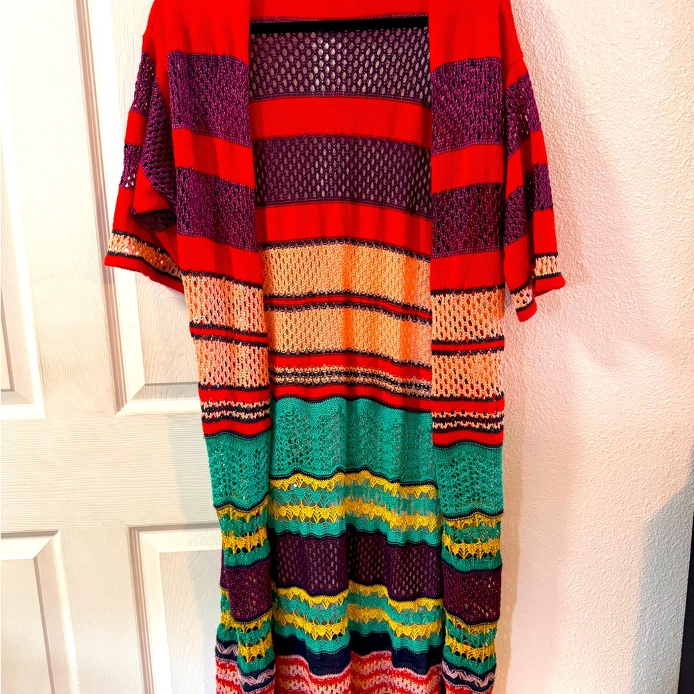 Cecilia Prado Colorful Striped Open-Knit Cardigan from Anthropologie - Size M